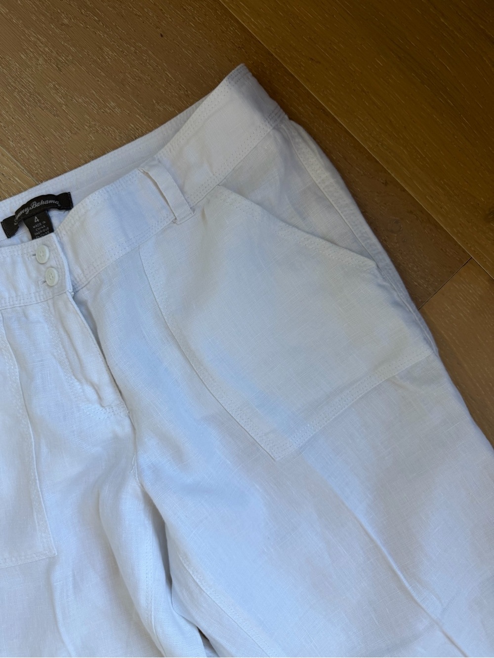 Tommy Bahama White Linen Button-Front Pants - Picture 5 of 7